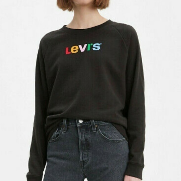 NWT Levi's Black Graphic Crewneck Sweatshirt - Picture 2 of 5